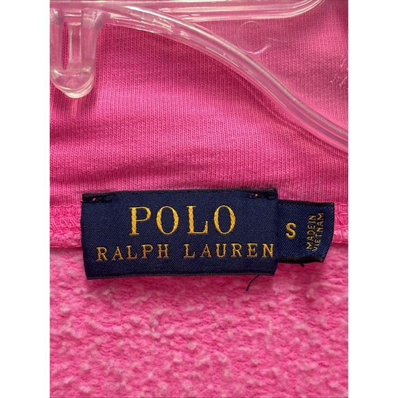Polo Ralph Lauren Bright Pink Cowlneck Hoodie Sweatshirt Pink Pony - Size Small - Picture 2 of 8